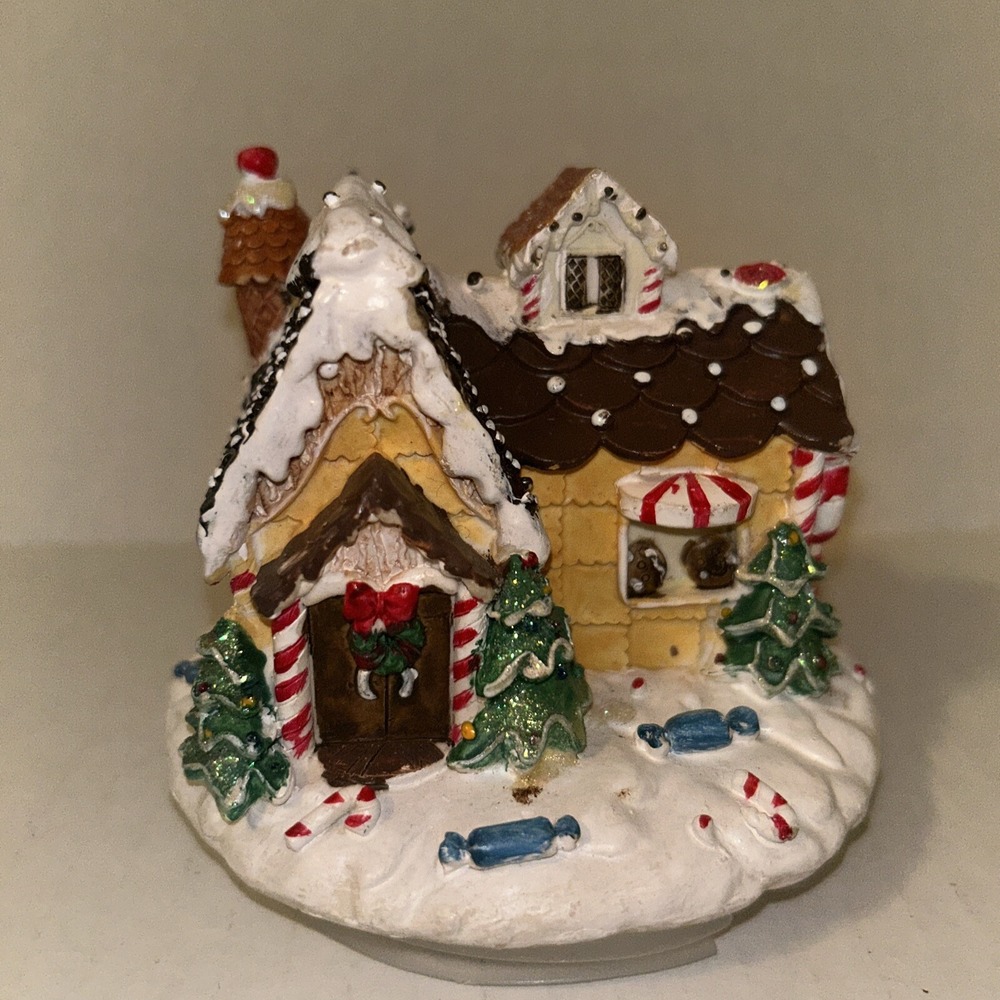 Candle-lite Gingerbread House Jar Topper Lid Christmas Holiday Rare Ceramic
